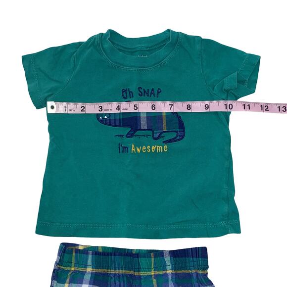 CARTER'S Cotton Green Alligator shirt and short Baby Outfit Set Size 12m - Picture 2 of 5